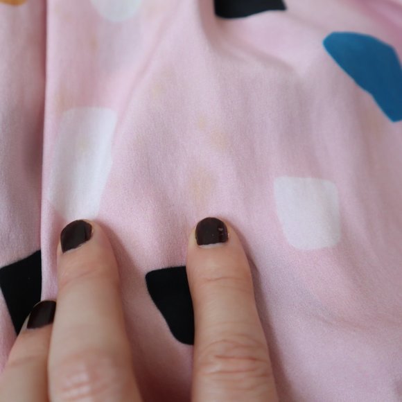 Dusen Dusen Silk Geometric Patterned Pink Tank Midi Dress, Size Small - Picture 13 of 15